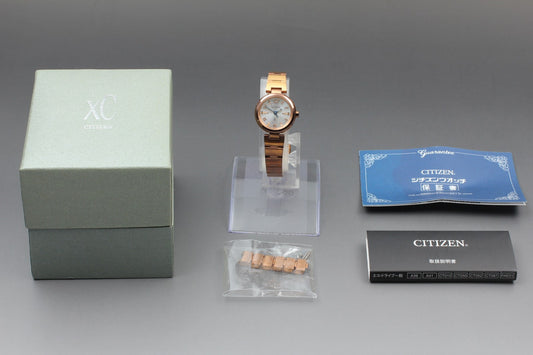 N MINT Fullset / CITIZEN xC B036-T018297 Solar 22mm Gold Ladies Watch From JAPAN