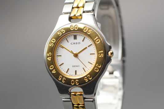 SEIKO Second Hands | Vtg.1989 [N MINT] SEIKO CREO 1F21-0B90 Gold Bracelet Quartz Ladies Watch JAPAN La.riberta From Japan