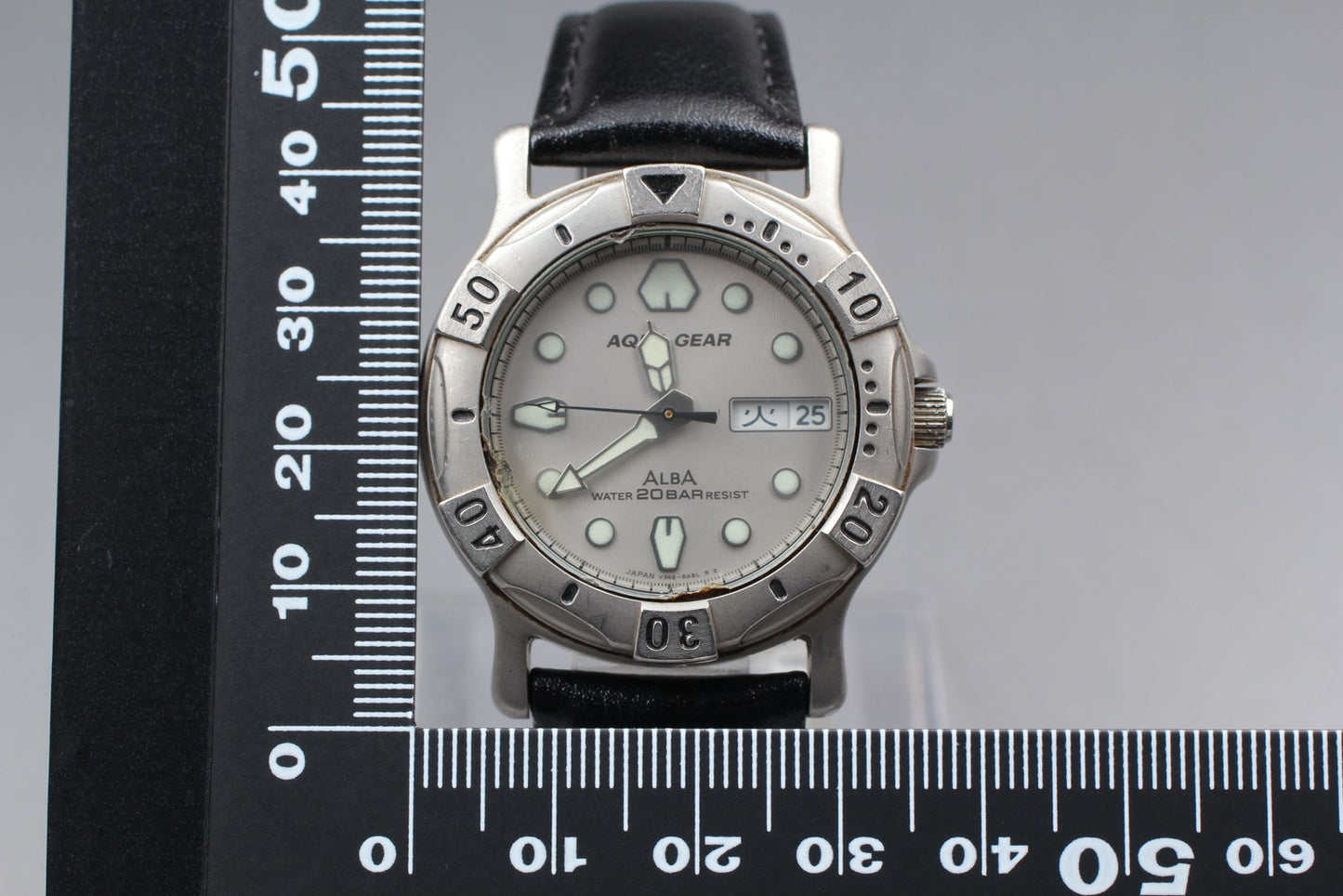 Exc+5+＋+ / Seiko Alba Aqua Gear V348-6A50 Silver Date Quartz Men's Watch JAPAN