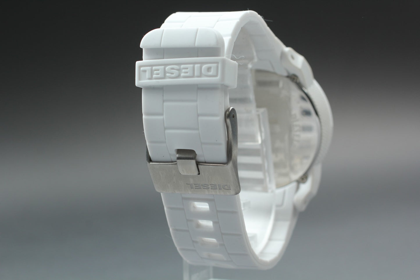 MINT Full Set / DIESEL Double Down DZ-1436 White Rubber Quartz Men's Watch JAPAN