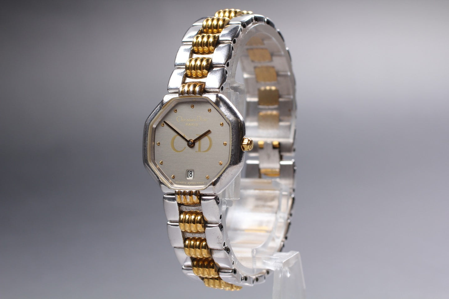 Near MINT / Christian Dior D48-203-1 Gold Dial Octagon Quartz Ladies Watch JAPAN