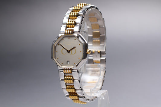 Near MINT / Christian Dior D48-203-1 Gold Dial Octagon Quartz Ladies Watch JAPAN