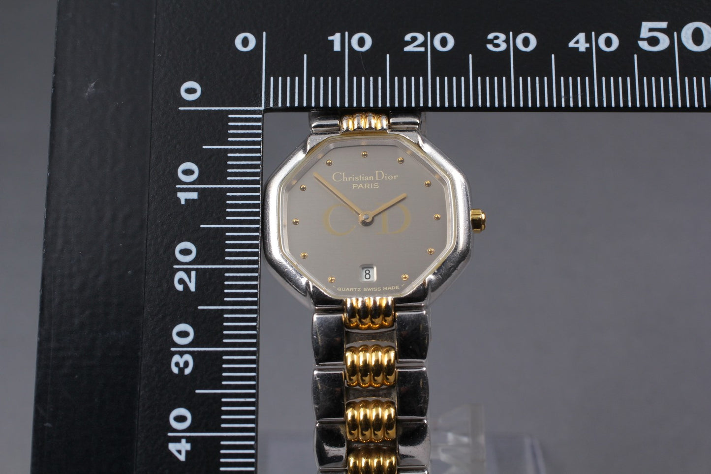 Near MINT / Christian Dior D48-203-1 Gold Dial Octagon Quartz Ladies Watch JAPAN