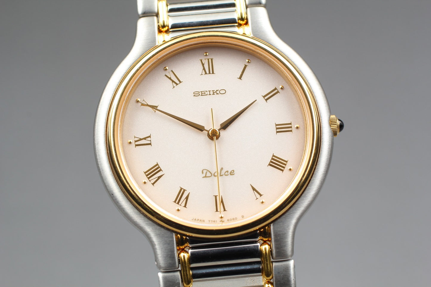 Near MINT / SEIKO Dolce 7741-6050 Two-Tone Bracelet Quartz Mens Watch From JAPAN