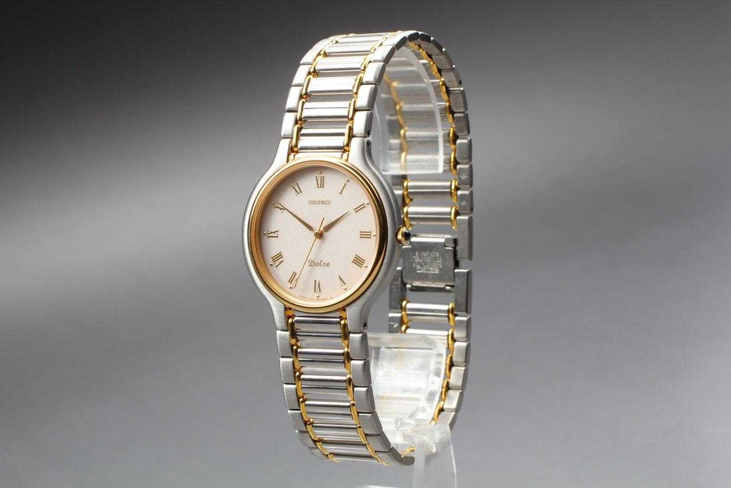 Near MINT / SEIKO Dolce 7741-6050 Two-Tone Bracelet Quartz Mens Watch From JAPAN