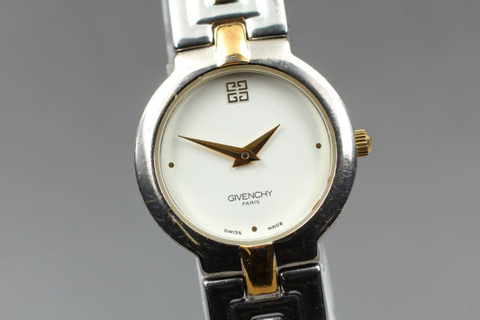 Near MINT / New Battery GIVENCHY Two Tone Gold Silver Women's Quartz Watch JAPAN