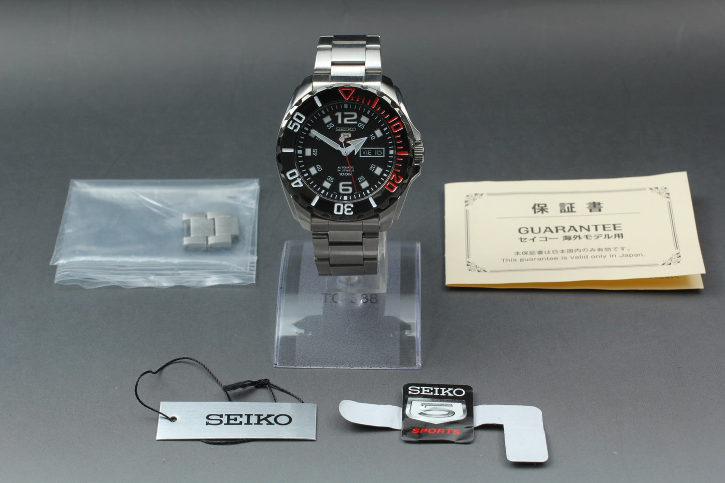 Near MINT / SEIKO 5 Sports 4R36-06B0 Black Automatic 100m Men's Watch From JAPAN