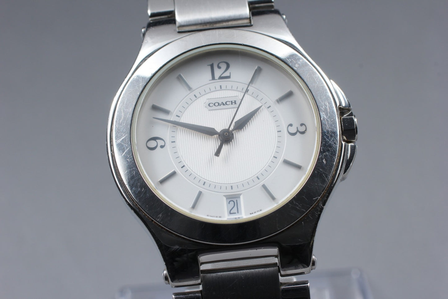 Near MINT / New Batt / COACH 0154 6.109.919 Date 35mm Quartz Ladies Watch JAPAN