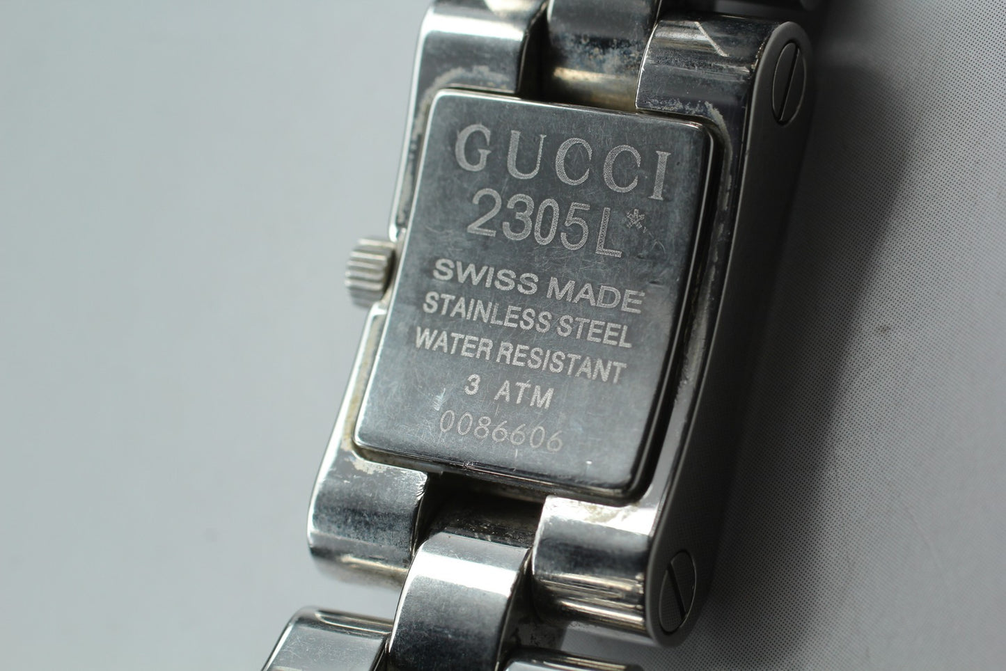 Near MINT / GUCCI 2305L Black Square Silver 17mm Quartz Ladies Watch From JAPAN
