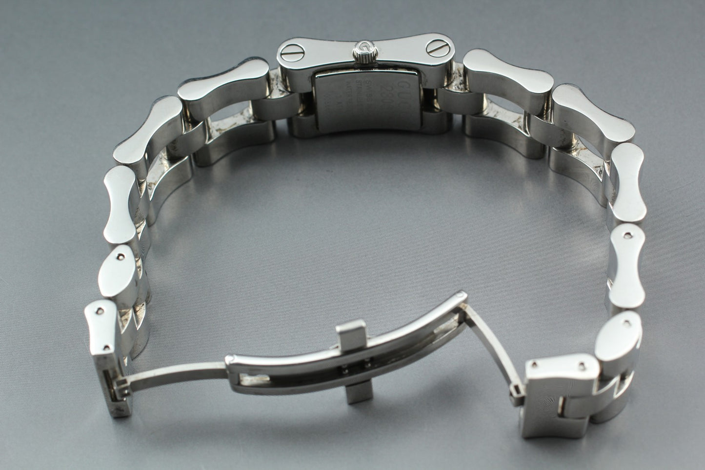 Near MINT / GUCCI 2305L Black Square Silver 17mm Quartz Ladies Watch From JAPAN