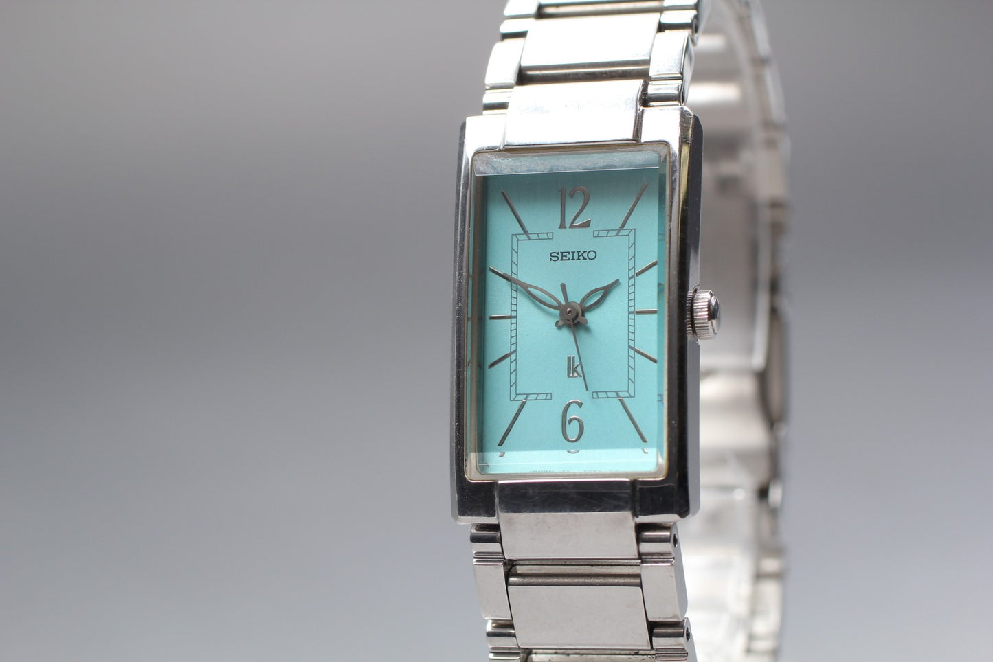 Near MINT / Seiko LUKIA 1F21-5E20 Turquoise Dial Tank Quartz Ladies Watch JAPAN