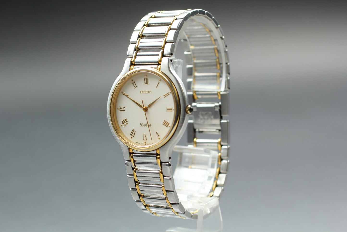 Near MINT / SEIKO Dolce 7741-6050 Two-Tone 32mm Bracelet Quartz Mens Watch JAPAN