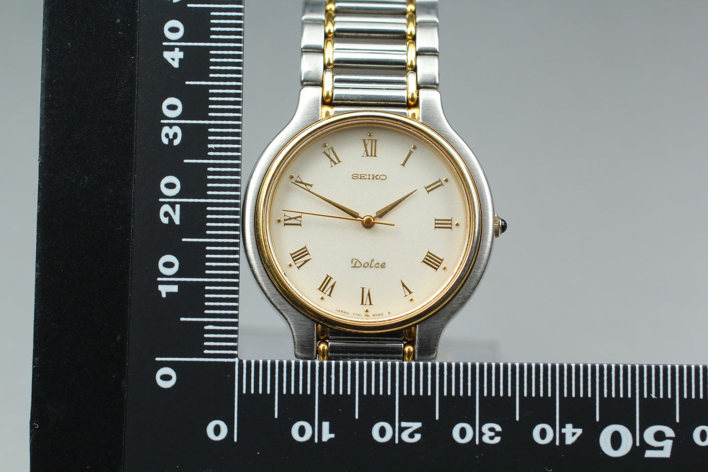 Near MINT / SEIKO Dolce 7741-6050 Two-Tone 32mm Bracelet Quartz Mens Watch JAPAN