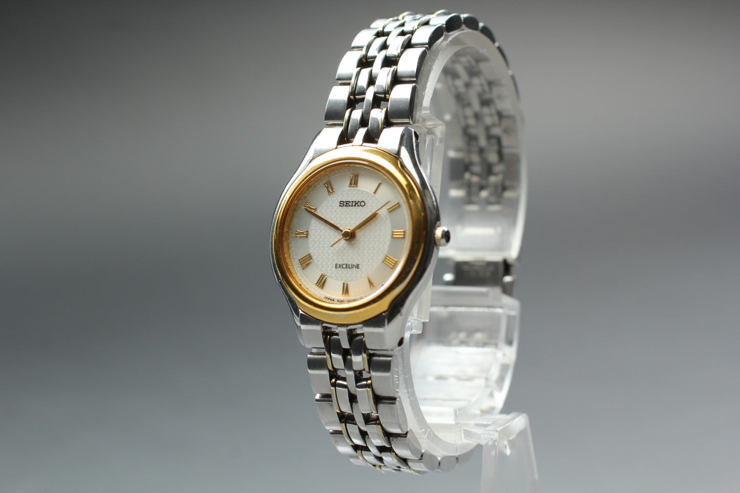 SEIKO Second Hands | Vtg.[Near MINT] SEIKO EXCELINE 4J41-0030 Gold Roman Quartz Ladies Watch JAPAN La.riberta From Japan