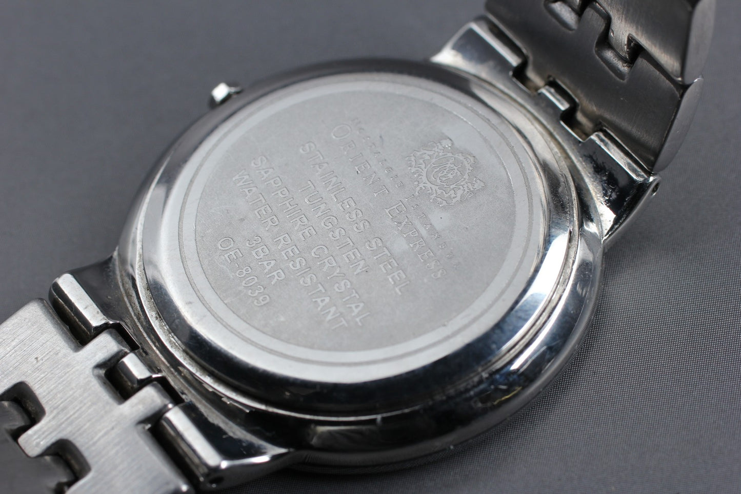 MINT / New Batt ORIENT EXPRESS OE-8039 Black Tungsten 34mm Men's Watch JAPAN