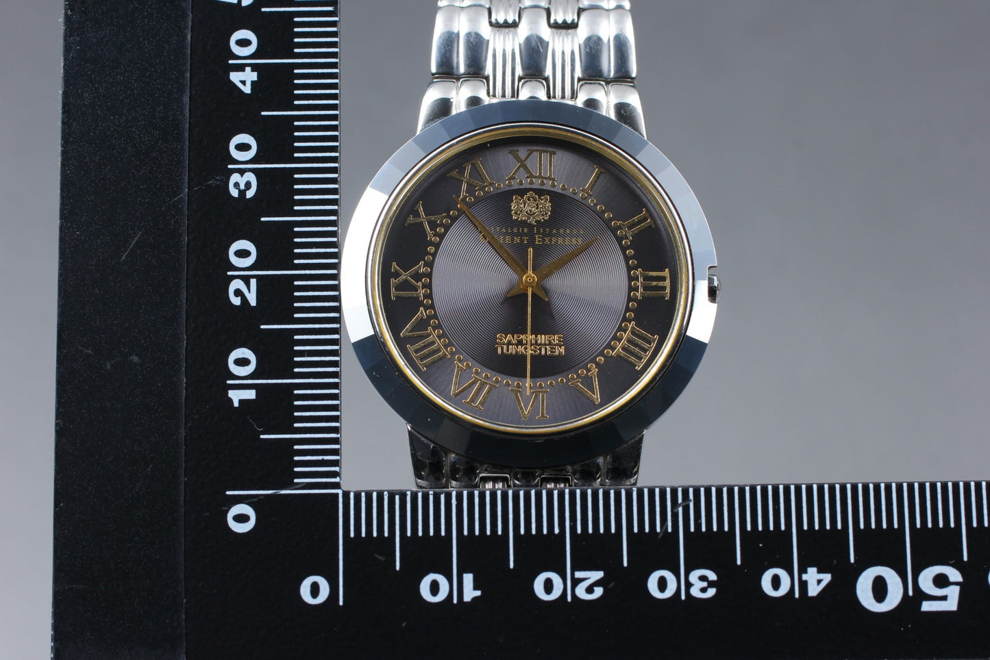 MINT / New Batt ORIENT EXPRESS OE-8039 Black Tungsten 34mm Men's Watch JAPAN