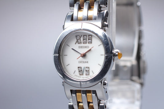Vtg.1985 [N MINT] SEIKO EXCELINE 1F21-0AT0 Bracelet Quartz Ladies Watch JAPAN