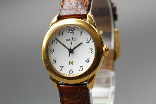 Vin.1990 [N MINT] SEIKO 1F21-0050 19mm Bracelet Gold Quartz Ladies Watch JAPAN