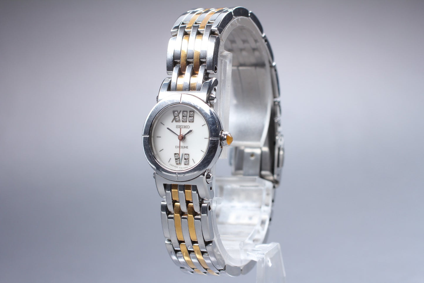 Vtg.1985 [N MINT] SEIKO EXCELINE 1F21-0AT0 Bracelet Quartz Ladies Watch JAPAN