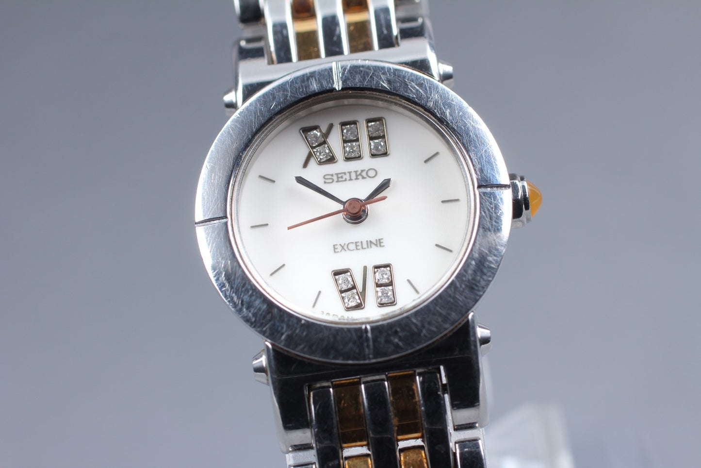 Vtg.1985 [N MINT] SEIKO EXCELINE 1F21-0AT0 Bracelet Quartz Ladies Watch JAPAN