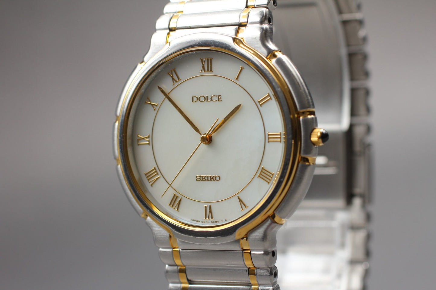 vintage 1999[Near MINT]SEIKO Dolce 5E31-6B20 Shell Silver  QZ Mens Watch From JP