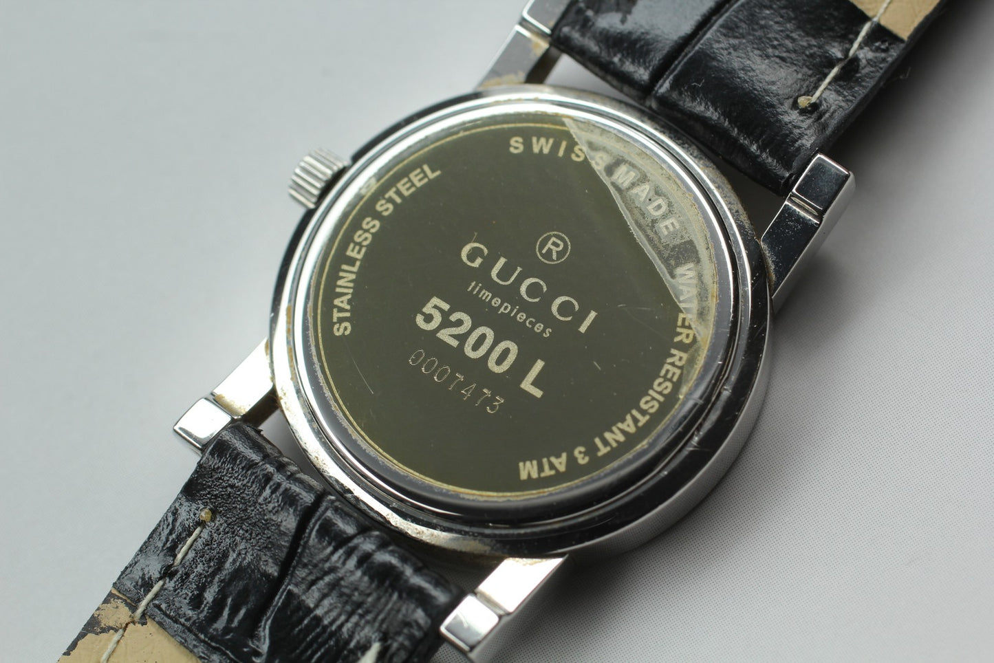 Vtg.[N MINT] GUCCI 5200L Black Silver Round Roman Quartz Ladies Watch From JAPAN