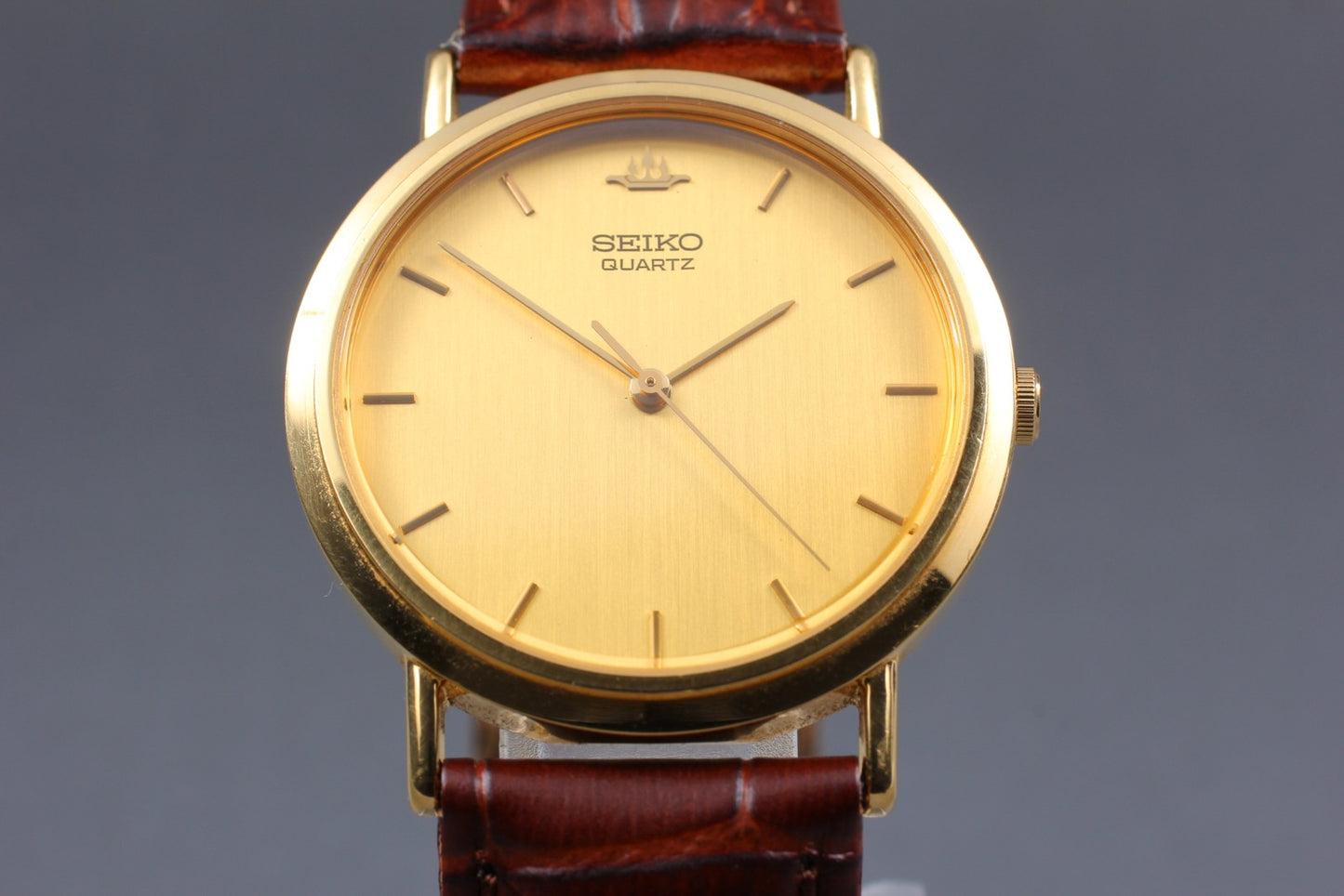 Vtg.1990 [N MINT] SEIKO 7N01-7000 32mm Round Gold Quartz Men's Watch From JAPAN