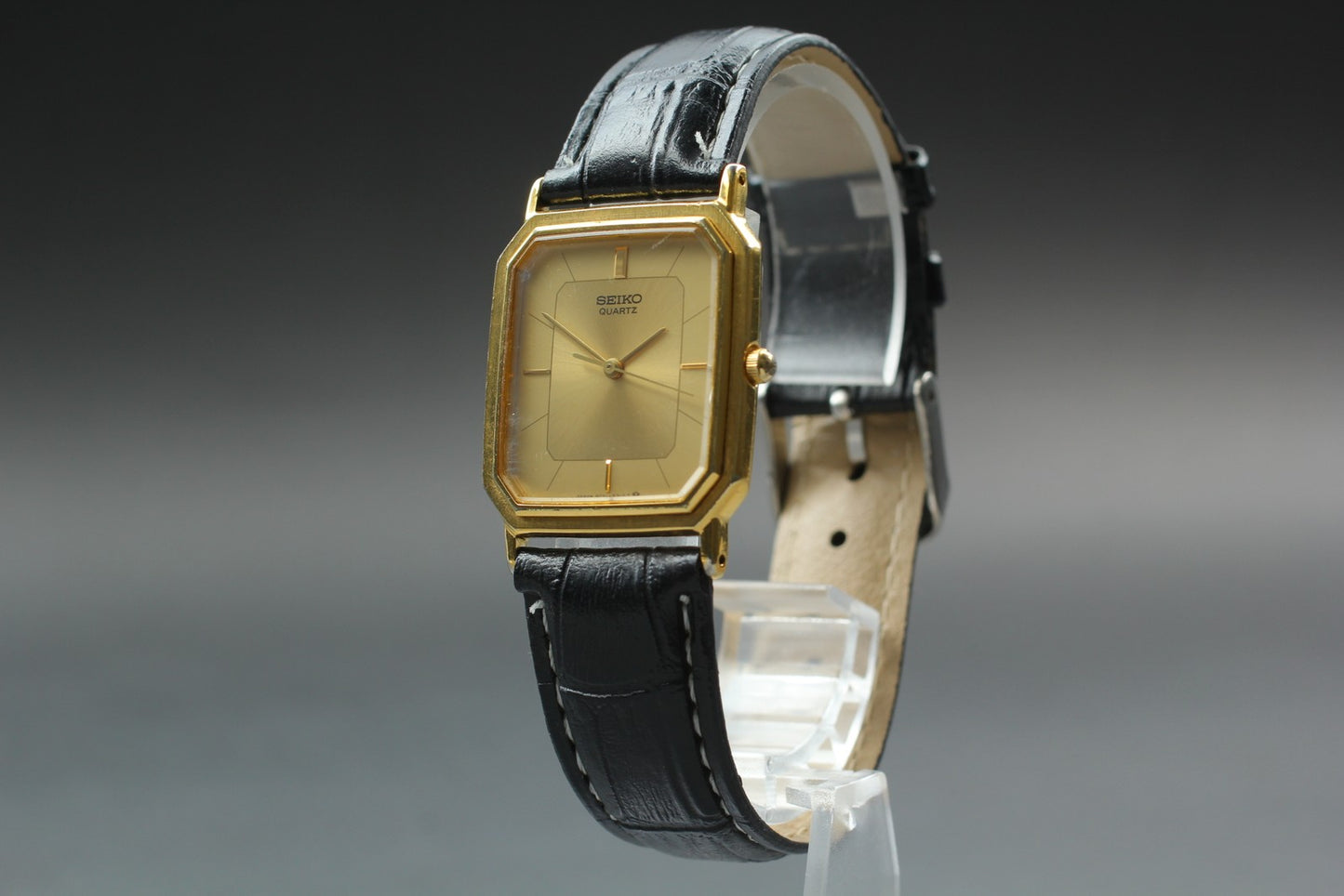 Vintage 1985 [Exc+5] Seiko Chariot 9021-5250 26mm Tank Gold Qz Men's Watch JAPAN