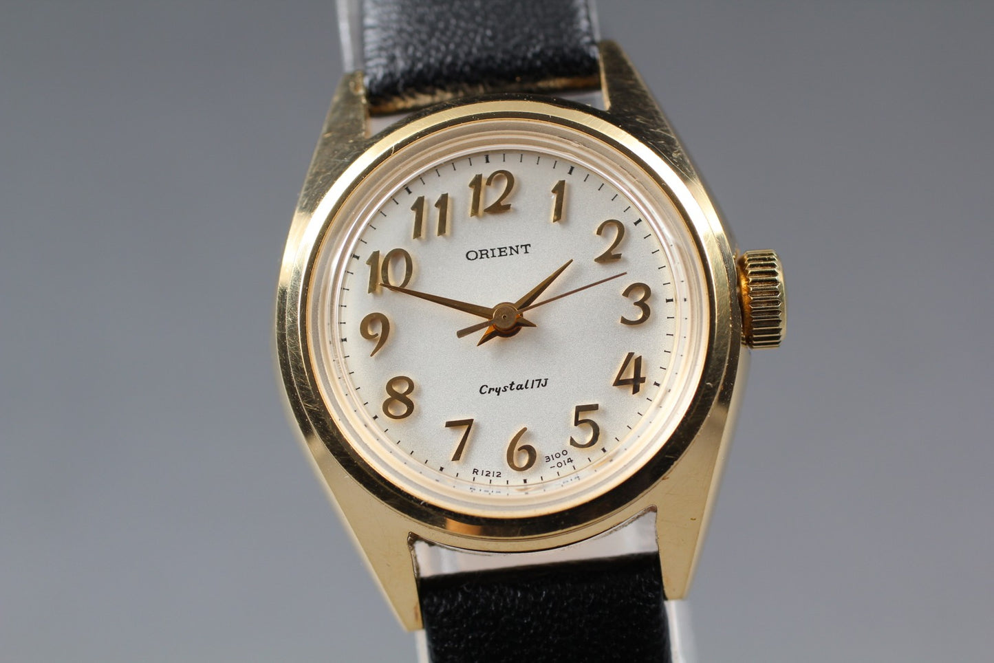 Vtg. N MINT ORIENT E121510-00CA Round 23mm Manual crystal 17J Ladies Watch JAPAN