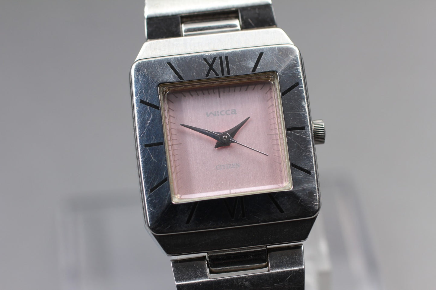 Vtg.1999 Exc+5 / CITIZEN Wicca 1032-L19478 Tank Quartz Ladies Watch From JAPAN