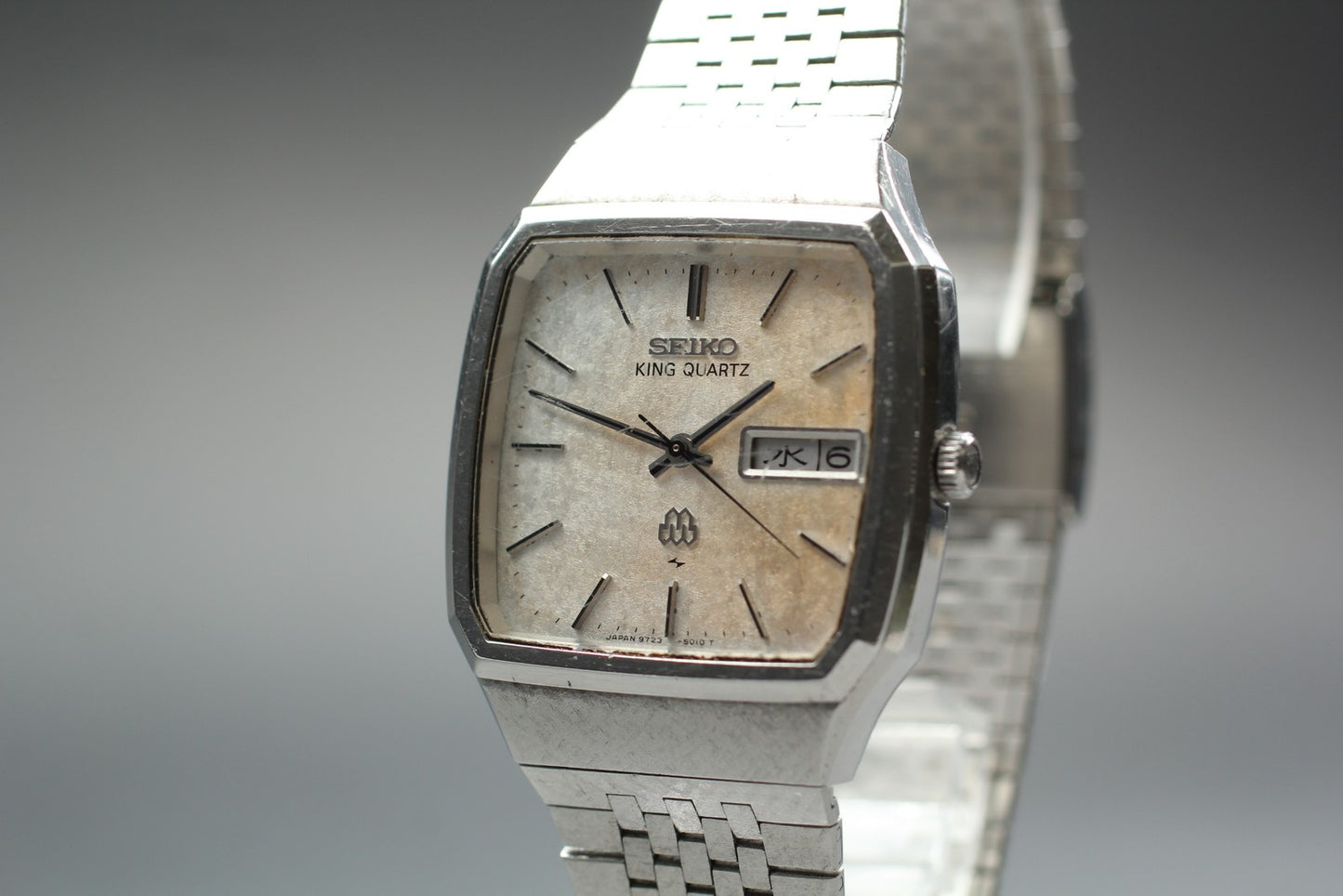 Exc+5 SEIKO KING QUARTZ 9723-5010 Snowflake Frosted TWIN Men's Watch JAPAN