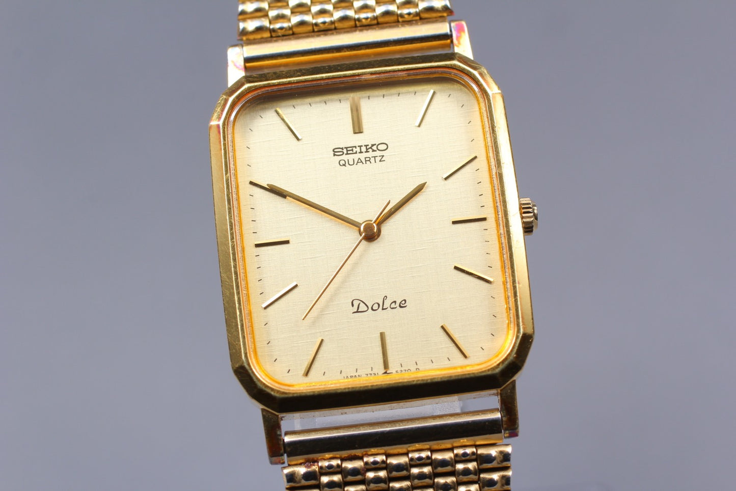 vintage 1982 SEIKO Dolce 7731-5240 Gold Silver Quartz Mens Watch From JAPAN