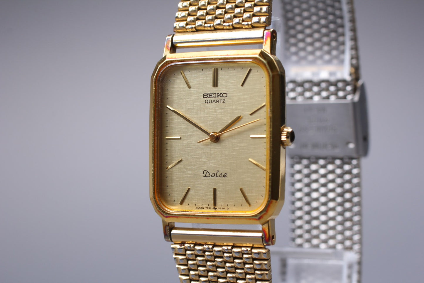 vintage 1982 SEIKO Dolce 7731-5240 Gold Silver Quartz Mens Watch From JAPAN