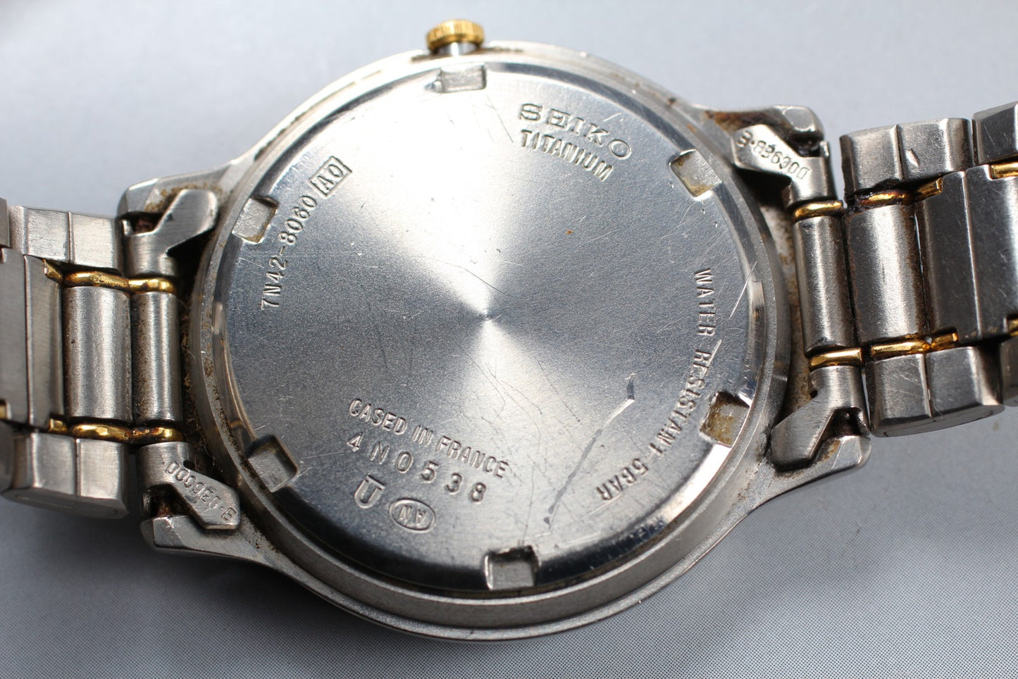 Vtg.1984 [N MINT] SEIKO SPIRIT 7N42-8060 TITANIUM 36mm Quartz Men's Watch JAPAN