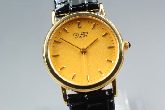 Vtg.1995 [N MINT] CITIZEN 4634-E68796 Round 25mm Gold Quartz Ladies Watch JAPAN