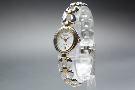 Vtg.1993[N MINT] SEIKO Tisse 4N21-5220 Gold Bracelet Quartz Ladies Watch JAPAN