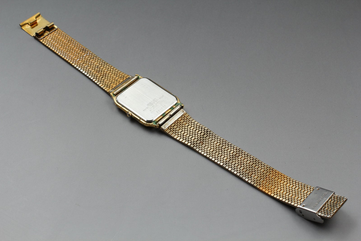 Vtg.1993 [N MINT] SEIKO SPIRIT 5E31-5B60 Tank 26mm Gold Quartz Men's Watch JAPAN
