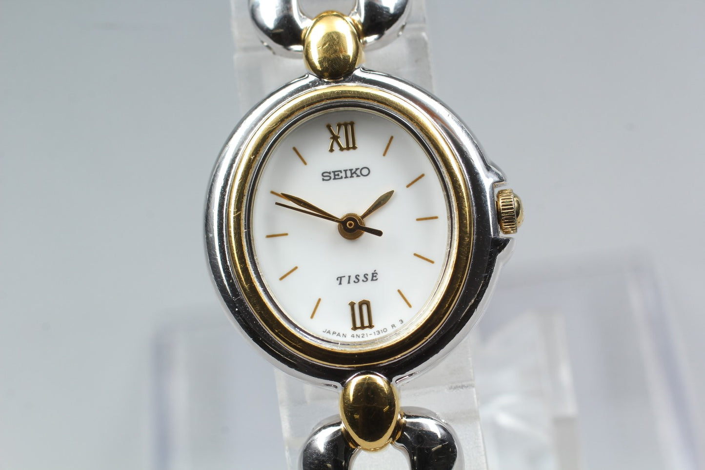 Vtg.1993[N MINT] SEIKO Tisse 4N21-5220 Gold Bracelet Quartz Ladies Watch JAPAN