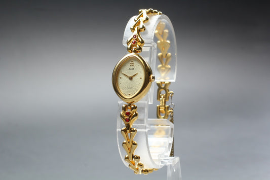 Vtg.1989[N MINT] SEIKO ALBA V400-5100 Gold Bracelet Quartz Ladies Watch JAPAN