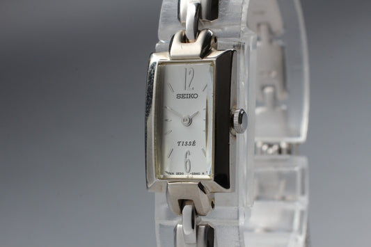 Vtg.1989 [N MINT] SEIKO TISSE 2E20-7310 Tank Bracelet Quartz Ladies Watch JAPAN