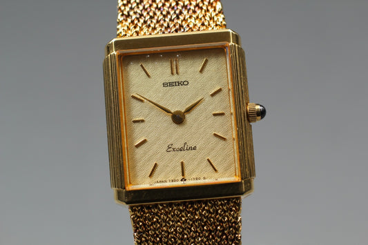 Vtg.1986[N MINT] SEIKO Exceline 7320-6450 Gold Tank Quartz Ladies Watch JAPAN