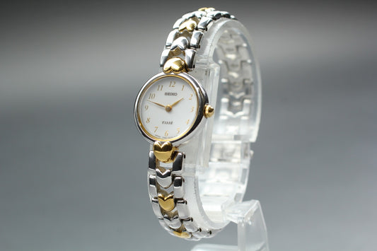 Vtg 1992 [N MINT New Batt] SEIKO TISSE 1F20-0K40 Bracelet Qz Ladies Watch JAPAN