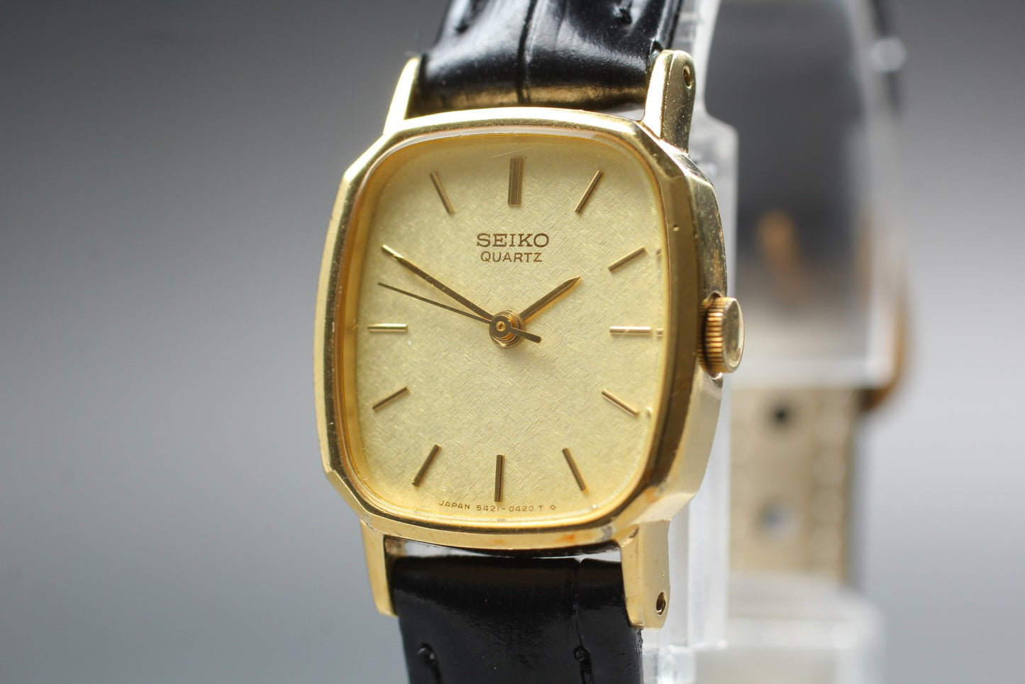 Vtg.1983 [Exc+5] SEIKO 5421-5180 20mm Tank Gold Quartz Ladies Watch From JAPAN