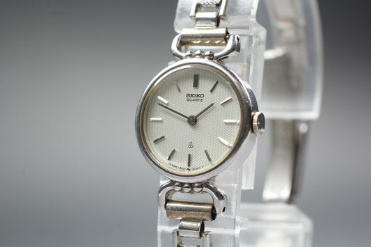 Vtg.1989[N MINT] SEIKO 1400-0500 Silver 19mm Bracelet Quartz Ladies Watch JAPAN