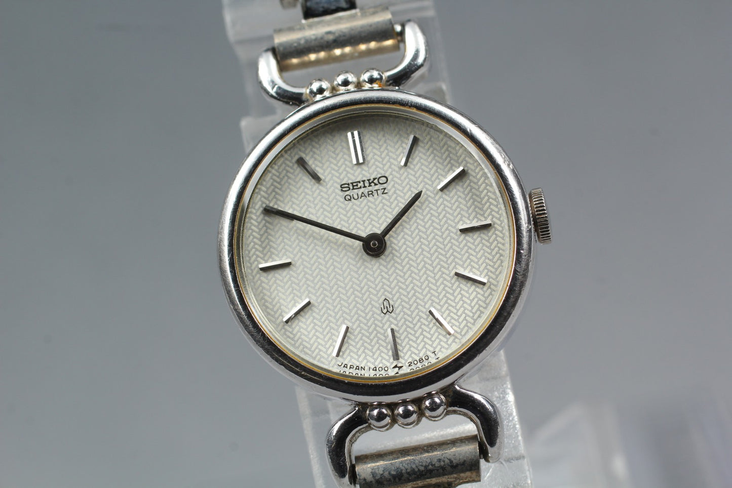 Vtg.1989[N MINT] SEIKO 1400-0500 Silver 19mm Bracelet Quartz Ladies Watch JAPAN