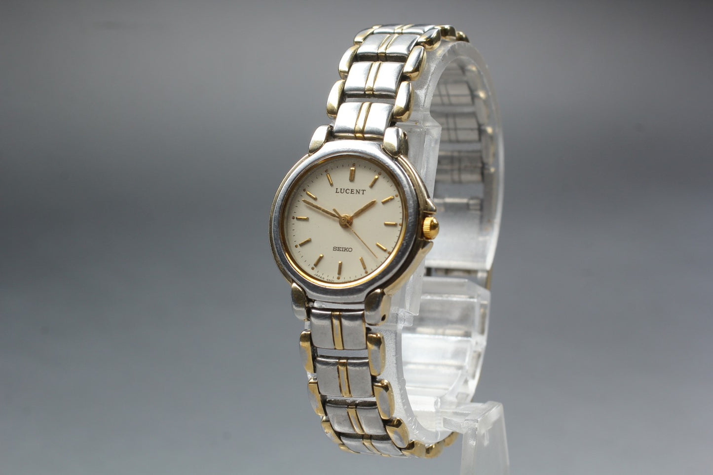 Vtg.1994 [N MINT] Seiko Lucent 4N21-0610 22mm Two tone Quartz Ladies Watch JAPAN