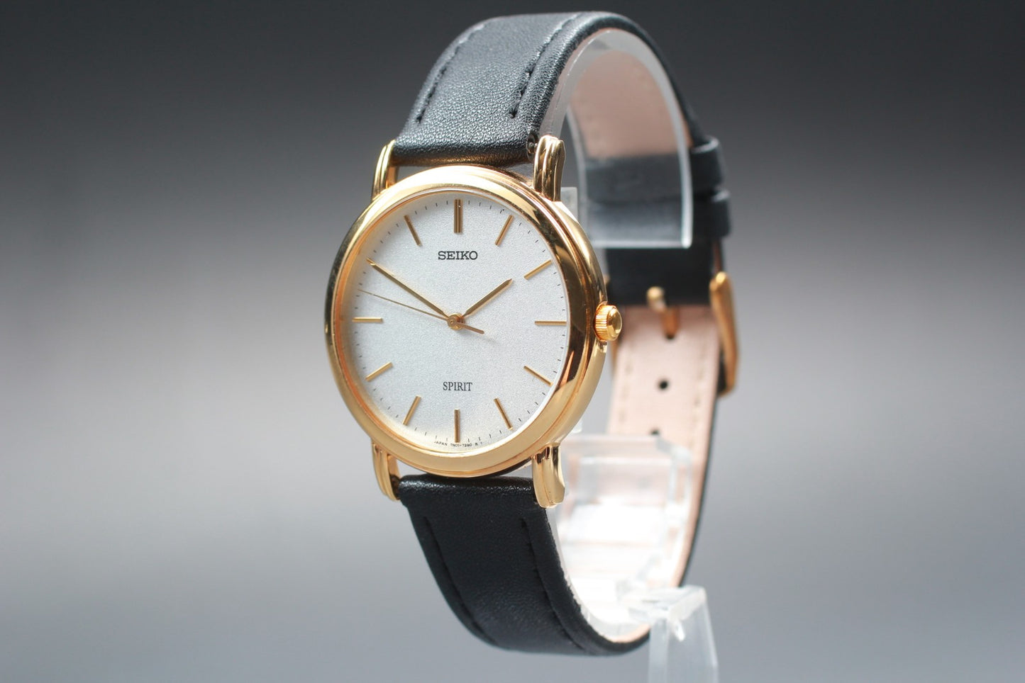 Vtg.1995[N MINT] Seiko Spirit 7N01-7080 Round 33mm Gold Quartz Men's Watch JAPAN