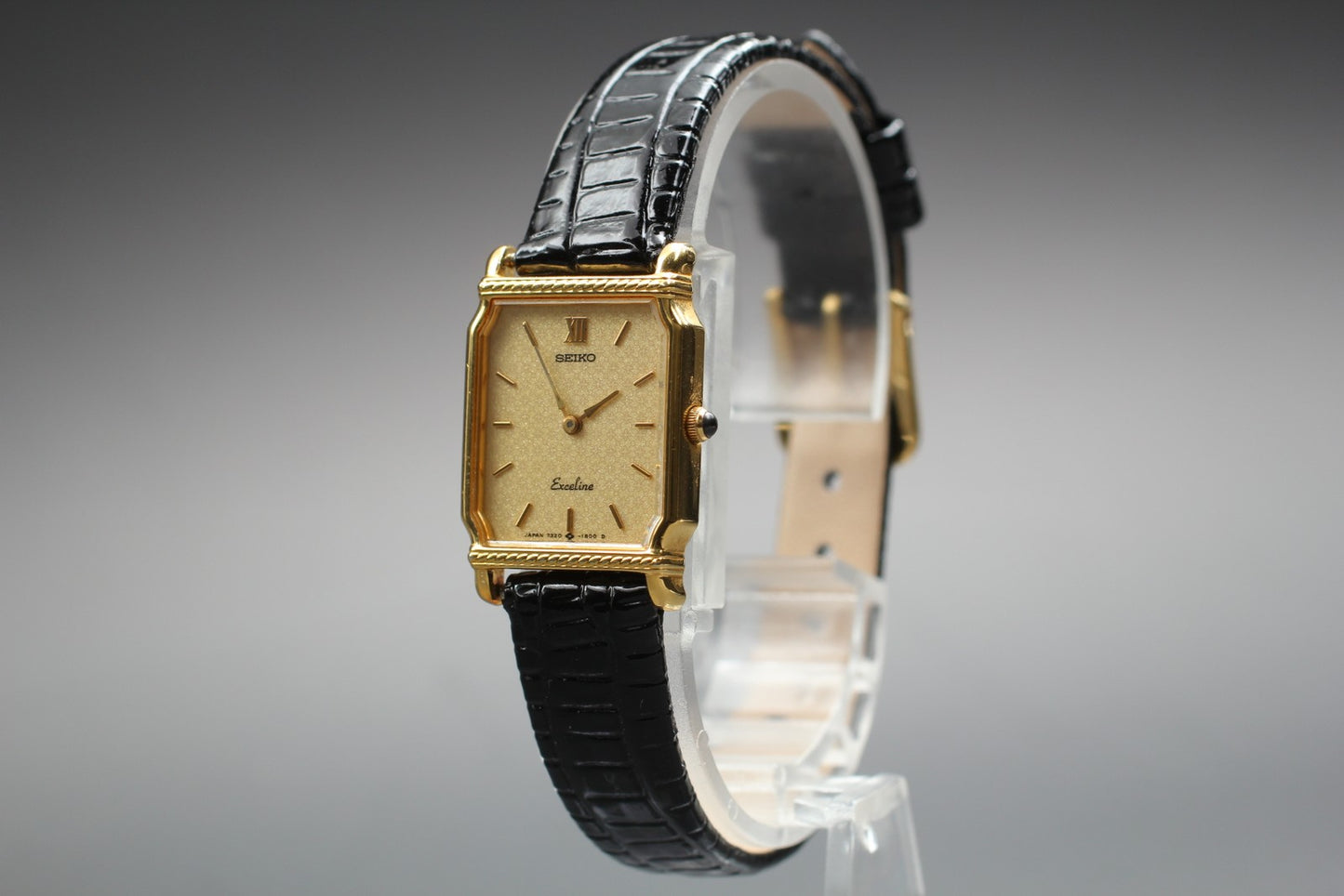 Vtg.1988 [N MINT] SEIKO Exceline 7320-6490 Tank Gold Quartz Ladies Watch JAPAN