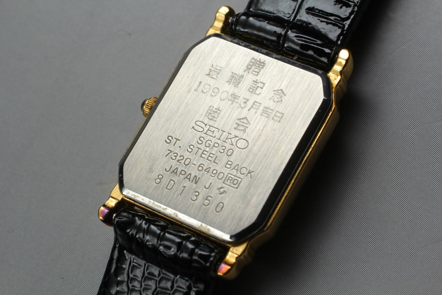 Vtg.1988 [N MINT] SEIKO Exceline 7320-6490 Tank Gold Quartz Ladies Watch JAPAN
