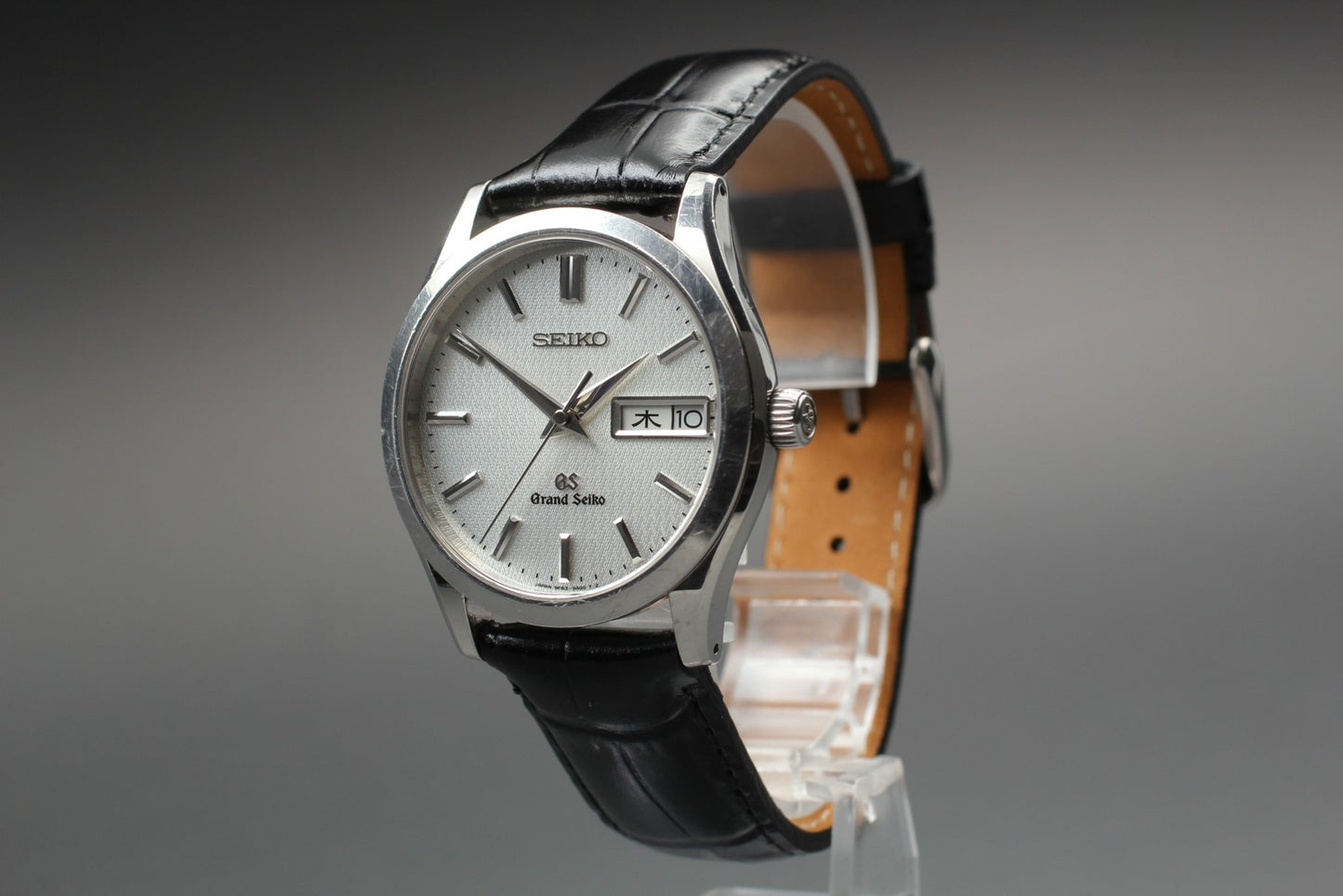 Vtg.1989 [N MINT] Grand Seiko 9F83-9A00 Silver Day/Date Quartz Men's Watch JAPAN